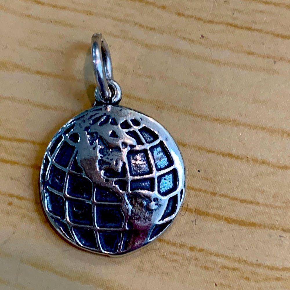 .925 World Globe Sterling Silver Jewelry Charm #travel